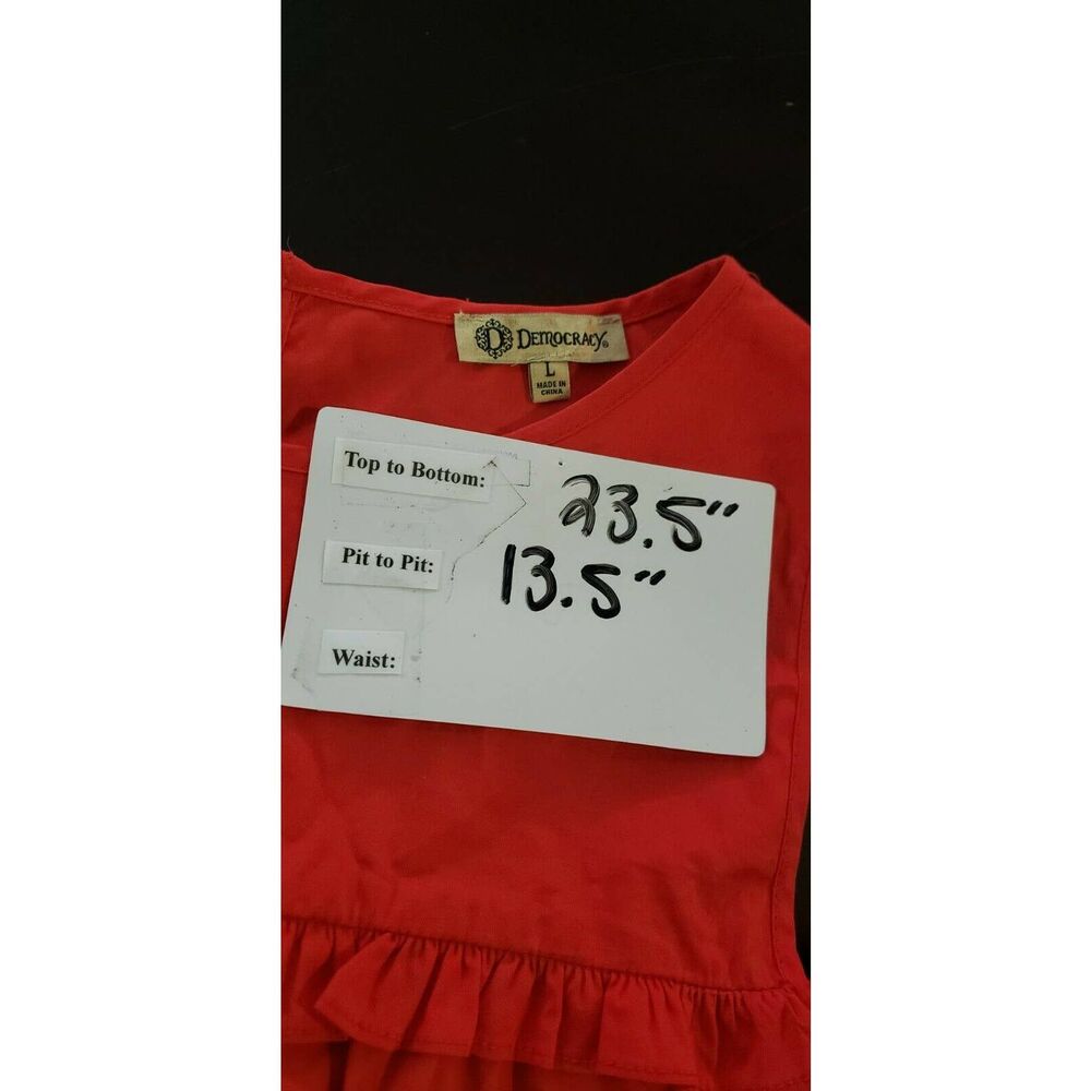 Democracy Red Cold Shoulder Ruffle Sz L - Picture 5 of 12